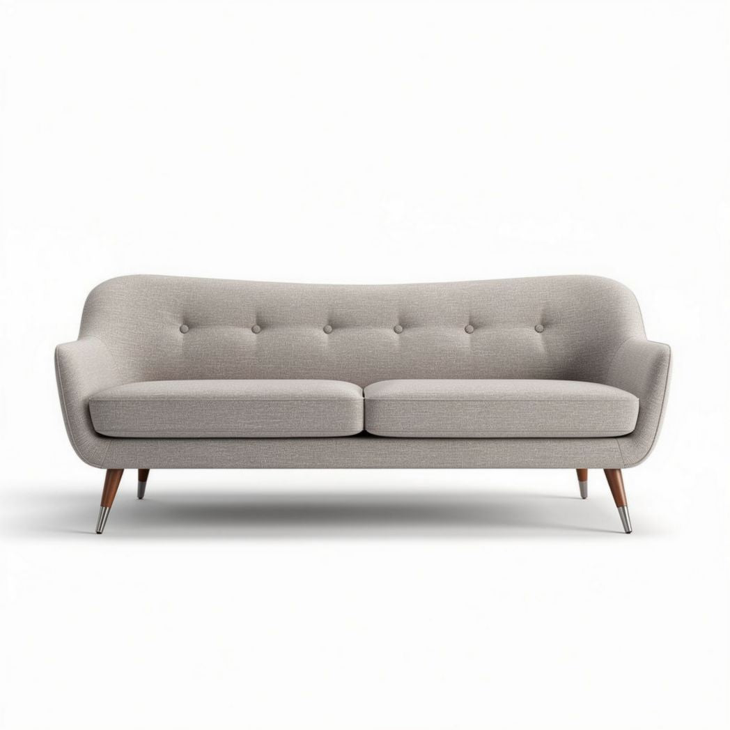 Canapé en tissu gris clair avec structure en bois dimensions 180 x 80 x 80cm