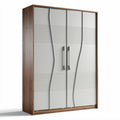 Armoire en bois avec portes coulissantes en verre gris 120 x 60 x 200cm
