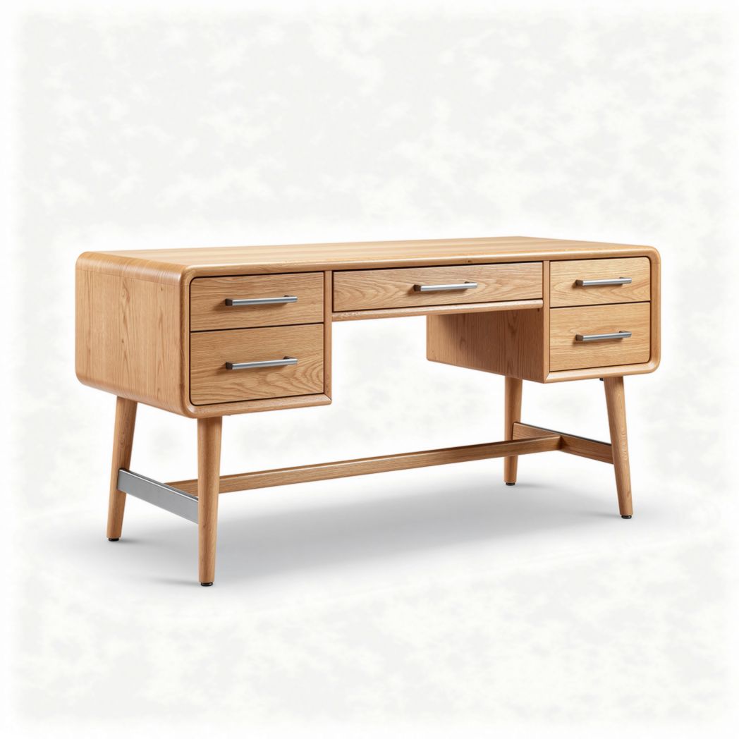 Bureau en bois de chêne avec 5 tiroirs dimensions 150 x 60 x 75cm