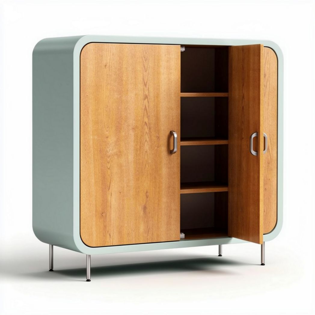 Meuble de rangement en bois avec portes en mélaminé couleur bleu 60 x 40 x 80cm