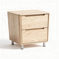Table de chevet en bois clair avec deux tiroirs dimensions 50 x 40 x 45cm