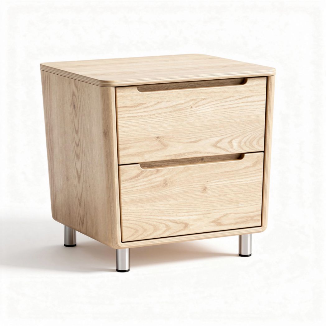 Table de chevet en bois clair avec deux tiroirs dimensions 50 x 40 x 45cm