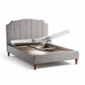 Lit de rangement en tissu beige avec sommier à ressorts dimensions 200 x 160 x 100cm